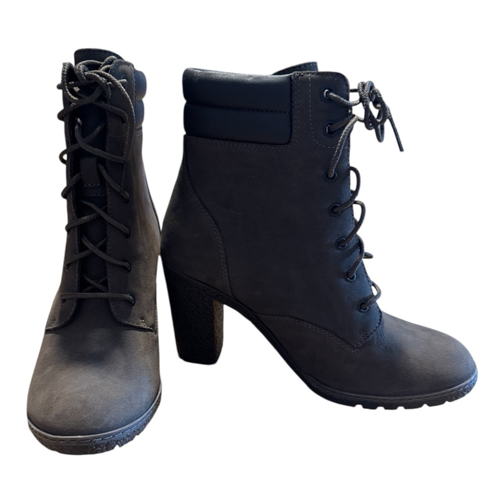 Timberland Women's Tillston Olive Lace-Up Heeled Boots Size 7 - Picture 5 of 7
